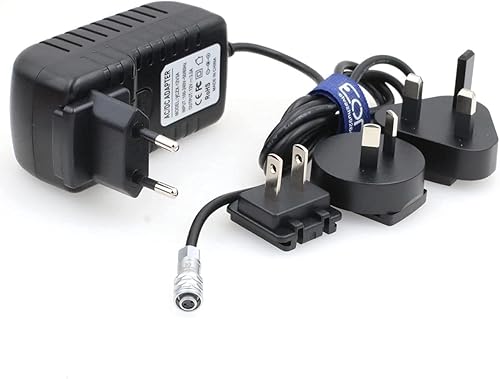 Eonvic 12V 3A Weipu 2 Pin Adaptador hembra Fuente de alimentación Cargador para Blackmagic Pocket Cinema Cámara BMPCC 4K 6K