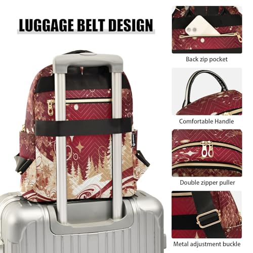 Image of ALAZA Star Snowflake Merry Christmas Pine Tree Women Backpack Purse Ladies Fashion Shoulder Bag Daypack Travel Bag 7.5L