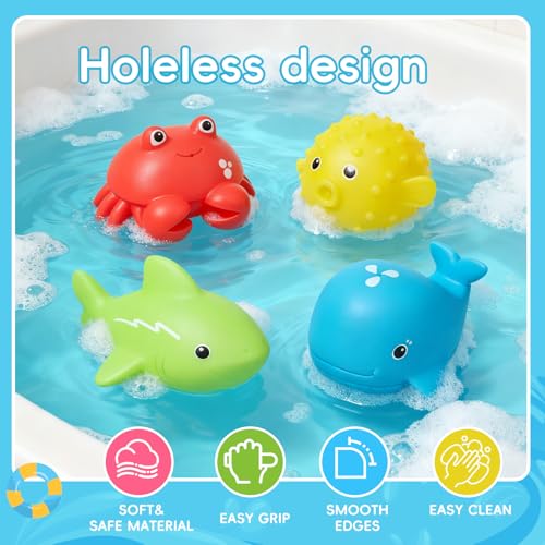 GINNO Badewannenspielzeug Badespielzeug Baby ab 1 2 3 4 Jahr Wasserspielzeug Badewannen Spielzeug Kinder Pool Spielzeug Planschbecken Baby Spielzeug ab 1 2 3 Jahr Schimmelfreies 16 Stück