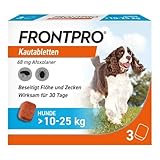 FRONTPRO Hund L - Kautablette gegen Zecken & Flöhe (Hunde 10 bis 25 kg) - 3X Kautabletten für 3 Monate Schutz