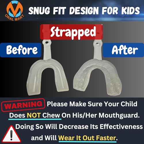 Image of Oral Mart 2024 (Clear /Clear) Strapped Youth Mouth Guard for Kids (The Only 2-Layer Clear Mouth Guard) Comfort Meets Durability - Mouthguard with Connected Strap for Football, Ice Hockey, Lacrosse