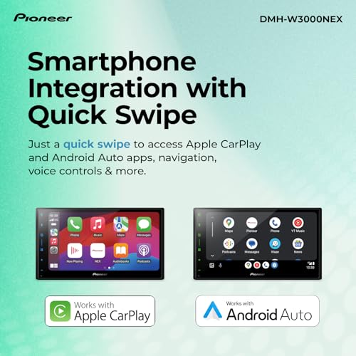 Image of Pioneer DMH-W3000NEX 6.8 inch Double Din Multimedia Digital Media Receiver, Wireless Apple CarPlay and Android Auto, Bluetooth, Backup Camera Compatible, Touchscreen, One Touch Navigation