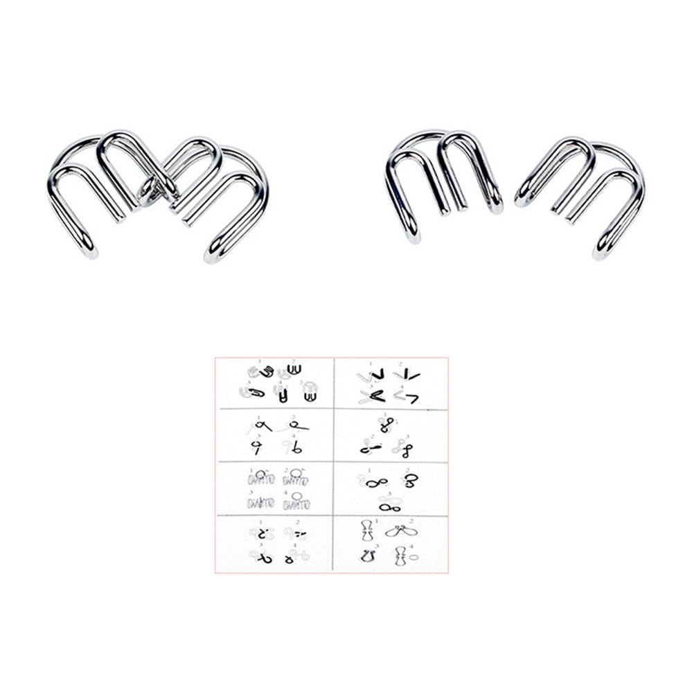 SOLUSTRE Juego de Rompecabezas de 16 Piezas para Niños Y Adultos, con Anillo de Alambre de Metal, Colores Surtidos.