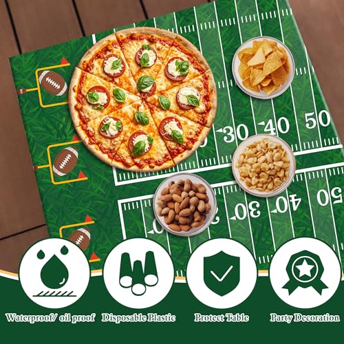 Image of Super Game Bowl Party Decorations 2027 - Green Tablecloth for Football Party Decorations Favors Supplies | Game Day Table Cloth Backdrop Banner Indoor Outdoor -Football Birthday Table Cover for Home