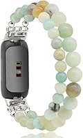 Vista 12 de C&L Accessories Brazaletes compatibles con Fitbit Inspire 3 para mujeres, pulsera con cuentas, correa de reemplazo ajustable con gemas
