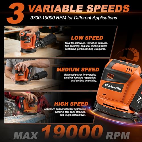 GEARLASSO 5-Inch Cordless Orbital Sander