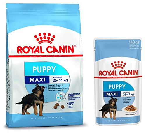 Image of Royal Canin Maxi Puppy, 4 kg & Maxi Puppy Wet Gravy Pouch,14(Packof10) with