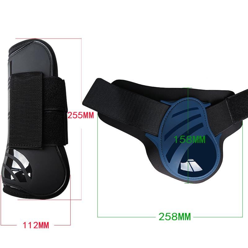 Gamaschen Pferde 4er Set Gamaschen Paar für vorne hinter Hartschale und Klettverschluss für Damen& Herren PU Robust Elastisch Tendon Boots Classic (M, Marineblau)