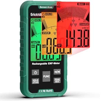 ERICKHILL 3-in-1 Portable EMF Detector and Radiation Meter for RF, EF, MF, & WiFi Signal