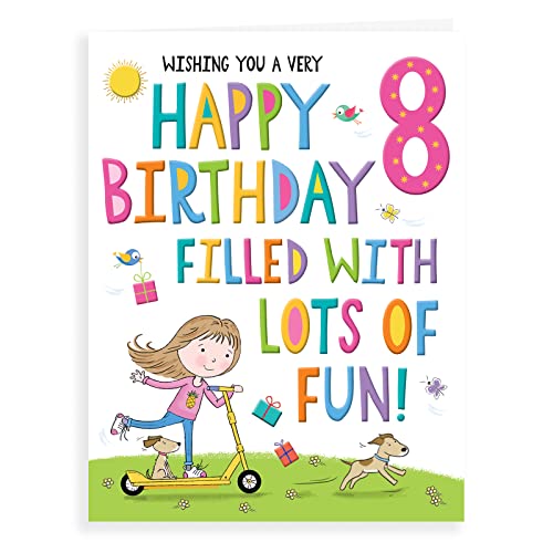 Hatty Boots Biglietto di compleanno per ragazza di 8 anni