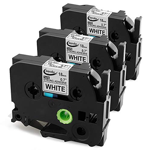 Anycolor 3 Pack Compatible with Extra Strength TZ Label Tape TZe-S241 TZ-S241 Black Print on White Laminated TZ Tape (3/4