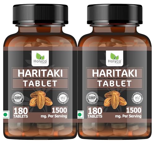Image of Haritaki Tablet -180 Tablets (Pack of 2) | Known as Harde, Harad, Kadukkai, Himaj tablets | Natural, No Additives and Preservatives