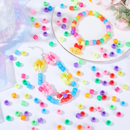 SUNNYCLUE 1000 Mixed Pony Beads, Opaque Plastic Craft Beads 6x8mm, Red, White, Blue, Pink, Yellow, Mixed Colors - Image 4