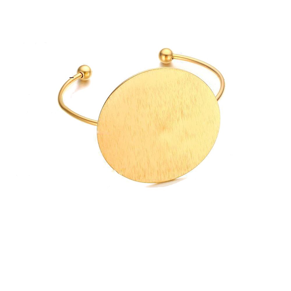 Geometric Circle Bangle Open Brushed Big Round Cuff Wire Bangle Punk Bracelet for Women