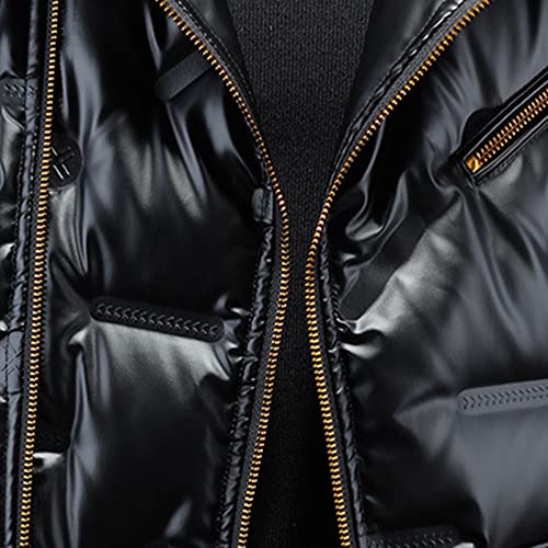 Jaqueta acolchoada masculina metálica para ambientes externos, ultraleve, quente, refletivo, curto,