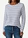 LilyCoco Womens Striped Long Sleeve Shirt Boat Neck Tops Breton Loose Fit Tshirt Black White Small