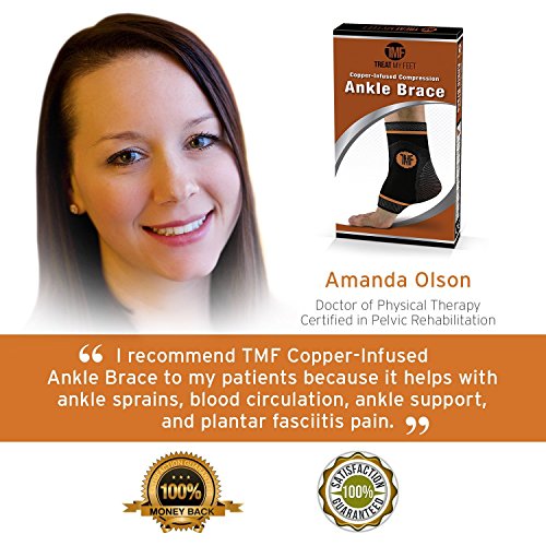 Compression Ankle Brace with Silicone Ankle Support and Anti-Microbial Copper. Plantar Fasciitis, Foot, & Achilles Tendon Pain Relief. Prevent and Support Ankle Injuries & Soreness - XL