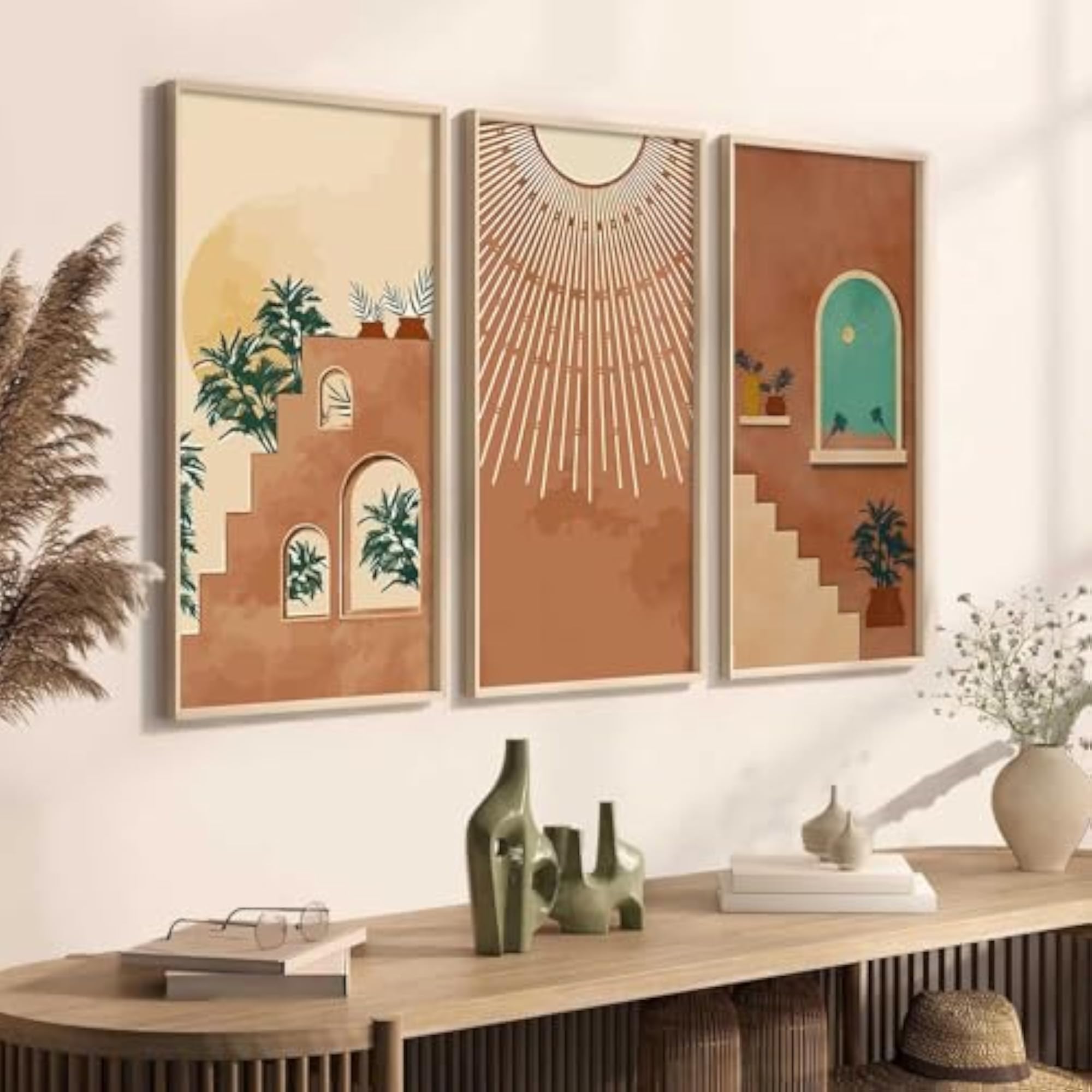 Boho Decorative Modern Wall Art Print With Frame