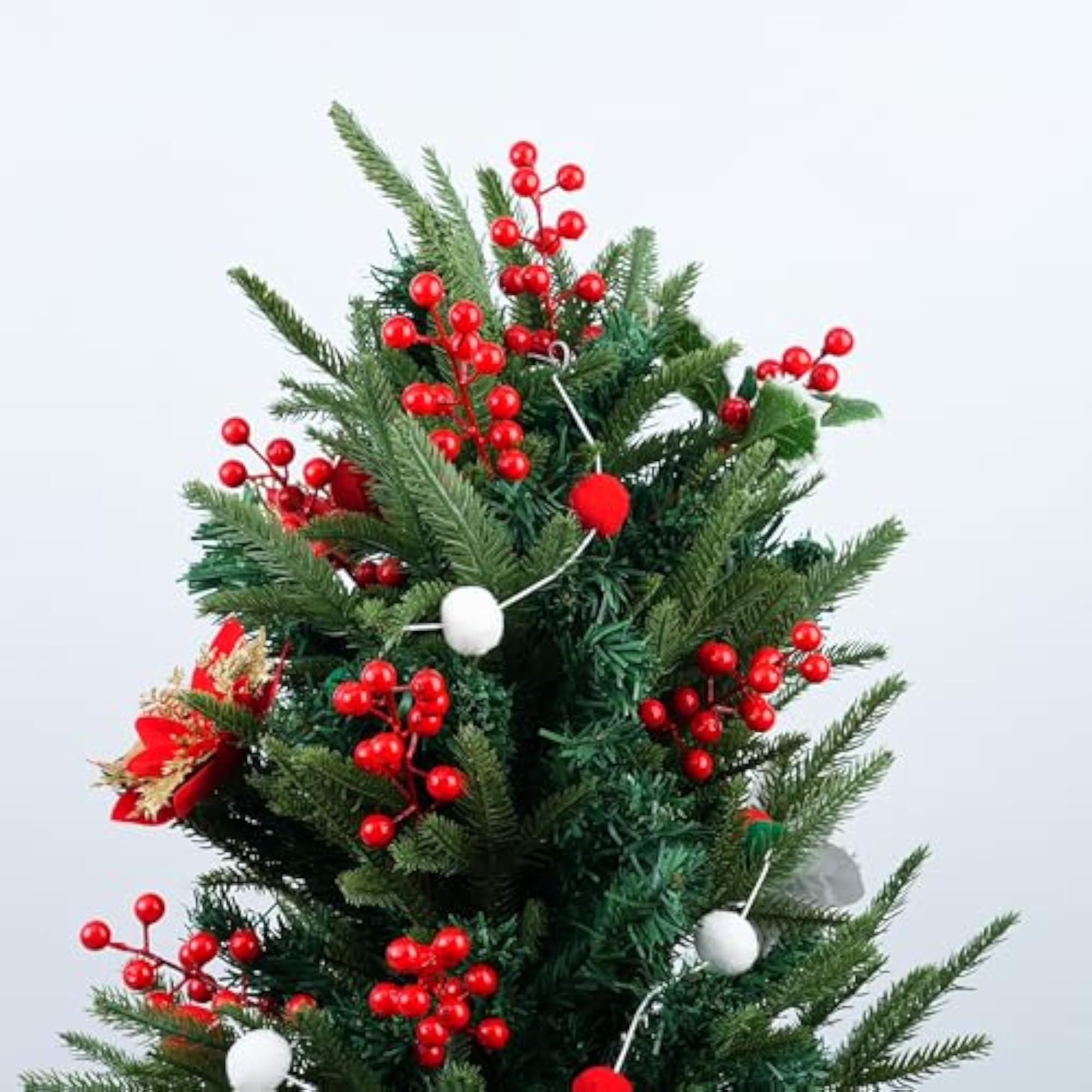 Artificial Red Berry Picks, Holiday Decorative Stems