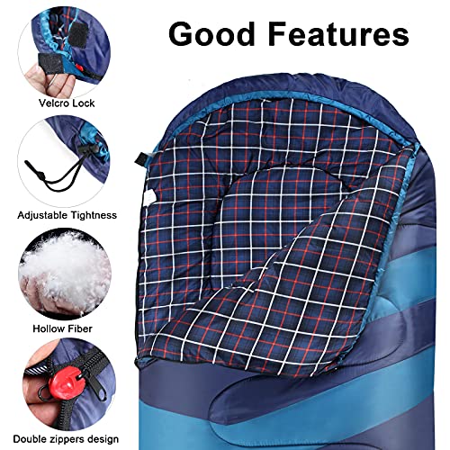 Saco de dormir URPRO azul para 1 persona, 3-4 estaciones, resistente al agua, ligero y portátil con bolsa de compresión miniatura 5
