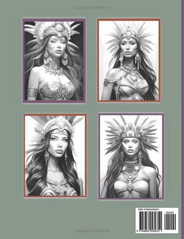 Aztec Goddesses Adult Coloring Book: Aztec Beauties, Advanced Coloring for Mindfulness and Relaxation - Image 2