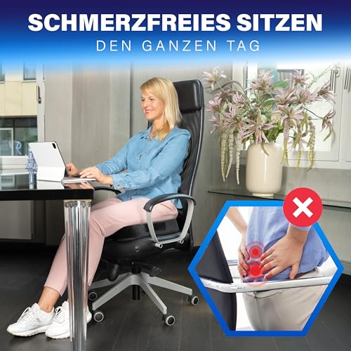 Healthfix Healthfix® Orthopädisches Sitzkissen für Büro, Auto & Co.- Ergonomisches Sitzen aus Memory Foam mit entlastender Funktion des Steißbeins und der Sitzknochen. Reduziert Schmerzt & erhöht Komfort. - Funktionsansicht 5 | Tages Deals