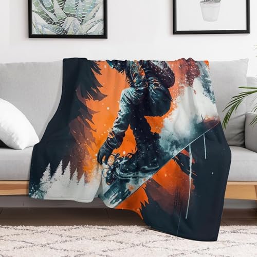 Couverture polaire en flanelle de snowboard 100x130 cm pour lit et canapé