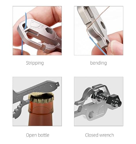 24- In-1 Key Shaped Pocket Tool, Multitool Key With Key Chain, Outdoor Keychain Tool For Drill Drive, Screwdriver, File, Wrench, Ruler, Bottle Opener,Wrench, Stripping, Etc（Black） #TOP3