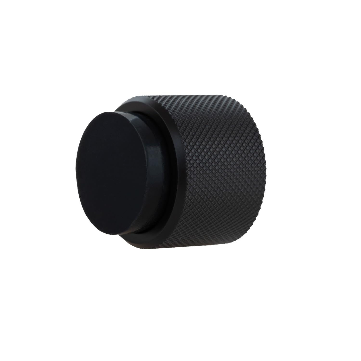 EVI Herrajes | Designer Wall Door Stop - Diamond Knurled - 28x28mm - Black Lacquered Steel - Adhesive and Screw Fastening | I-040891