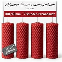 Lot 4+1 Bougies Piliers 100% Cire D'abeille - 130h - Diam. 50 Mm - Parfum Miel - Reconditionné