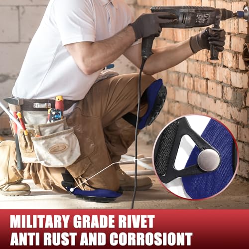 Image of Professional Knee Pads for Work Construction with Heavy Duty Cap Foam Padding Gel Cushion Knee Pads for Men, Comfortable Adjustable Strong Strap, Military Grade Rivet for Flooring Gardening, Blue