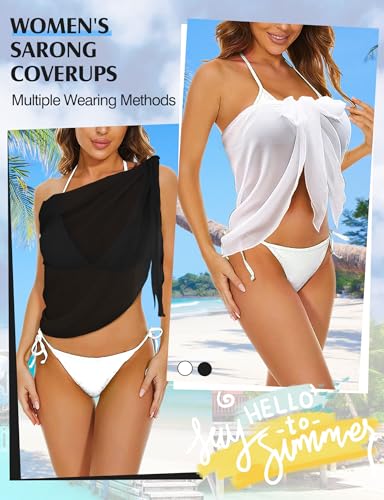 2PCS Sarong Wraps for Women, Beach Cover Ups for Women, Chiffon Sarong Swimsuit Coverup for Pool, Summer Wear3