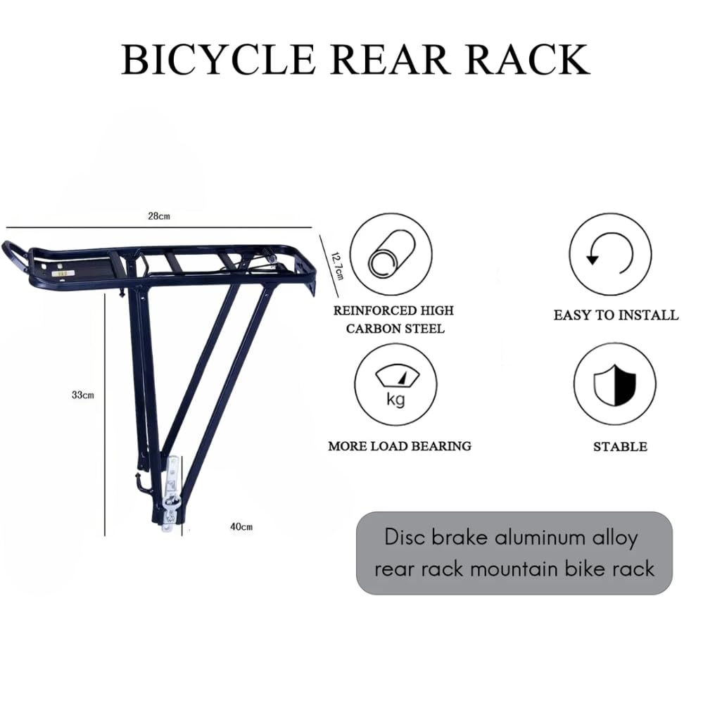 154Lb Capacity Almost Universal Adjustable Bike Cargo Rack Cycling Equipment Stand Footstock Luggage Carrier Racks with Reflective Logo for V Brake Disc Brake Road Bike