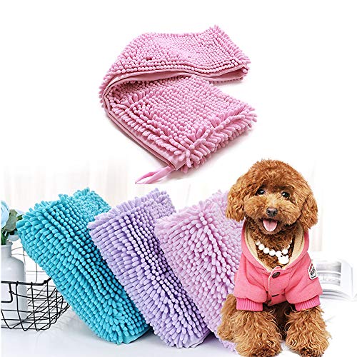 BIGNADO Shammy Handtuch für Hunde, super saugfähig, schnell trocknend, Mikrofaser, weich, flauschig, mit Handtaschen, saugfähige Decke, warme Badetücher, maschinenwaschbar, Haustier-Badezimmerzubehör Cover