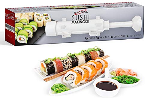 moxie&co. Sushi Making Kit for Sushi Rolls - Perfect Roll Sushi with the All In One Sushi Roller - Experiment with your Sushi Bazooka - Includes Sushi Maker Instructions & Sushi Kit Recipes