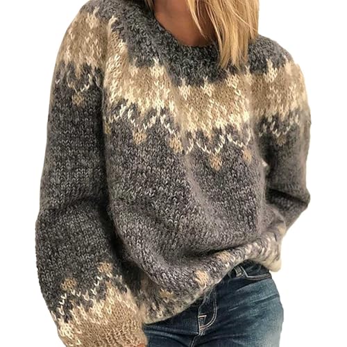 Pull Femme Norvégien d'hiver Chaud Chic Pull Over Tricoté Col