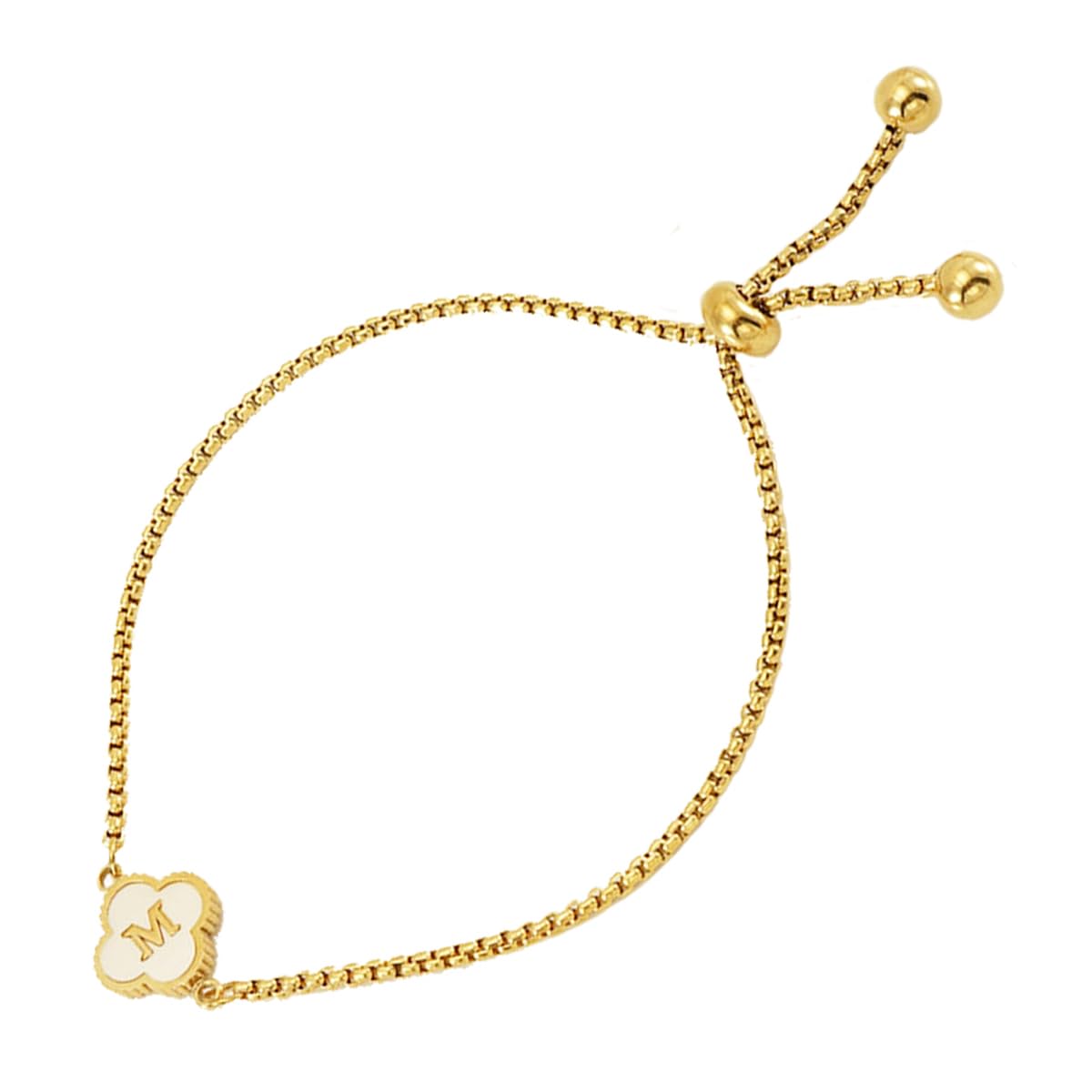 Disc UsAdjustable Initial Clover Bracelet 18k Gold Plated Four Leaf Stylish Letter Bracelet Gift for Women