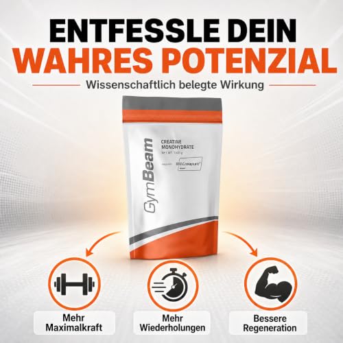 GymBeam Creapure ® Creatin Monohydrat Pulver - Made in Germany - mikronisiert, hochdosiert, 100% reines Kreatin, vegan… – Ansicht 4