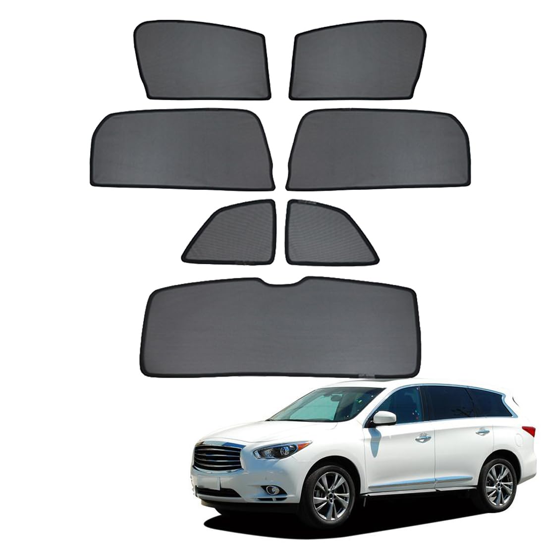 ZJIEX Parasol Coche Ventana Lateral Infantil para QX60 2014-2020 Parasol Ventana Cortinas Magnética Protección UV Solar para Bebé y Mascotas Negro,7PCS