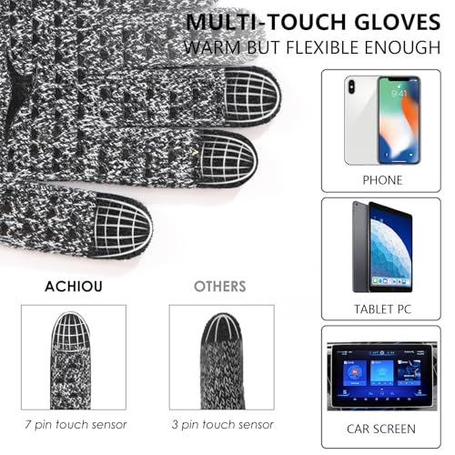 achiou winter gloves for men women 2 pairs touch screen texting warm running gloves thermal soft knit lining elastic cuff