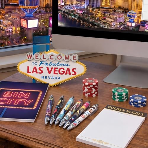Image of Sayglossy 36 Pcs Las Vegas Ballpoint Pen Collectible Las Vegas Gift Pen Bulk Retractable USA Souvenirs for Office Supplies, 6 Styles, Black Gel Ink