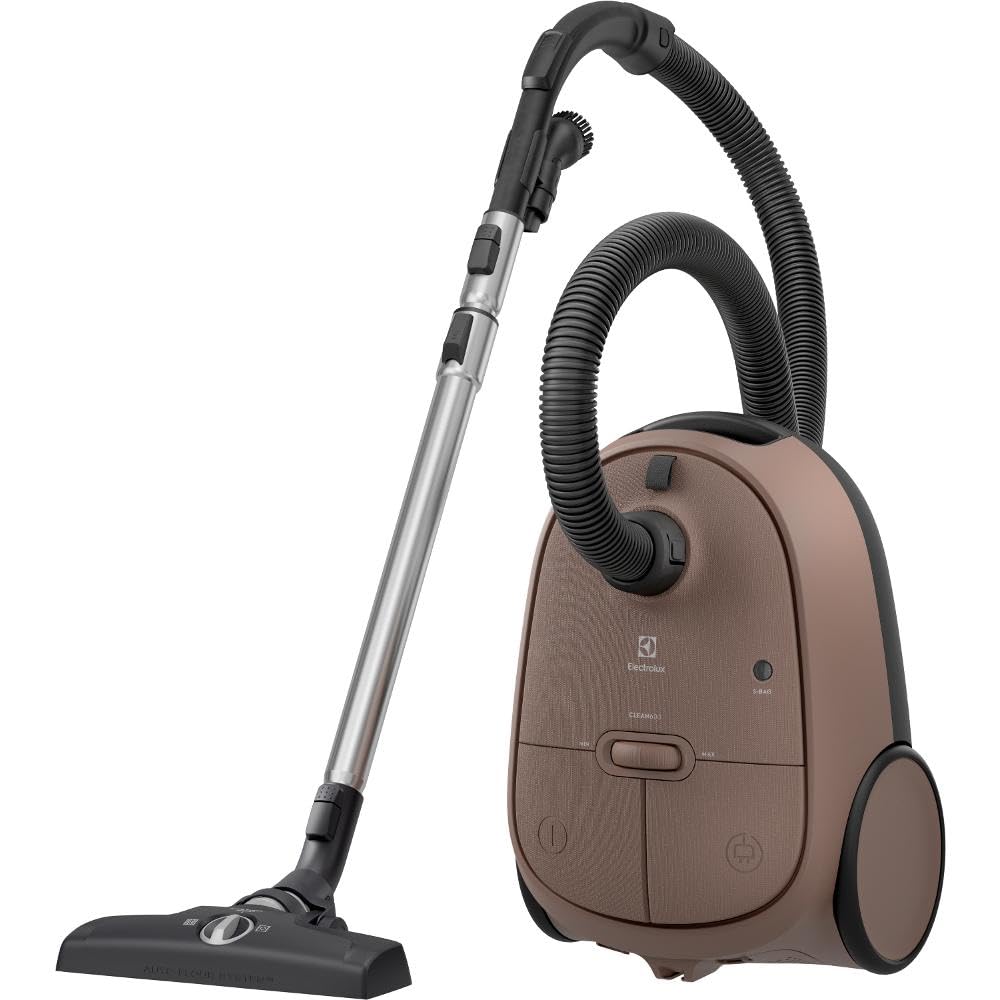 Electrolux 600 Clean, Aspirador con Bolsa, Controles de Pies, 50% de Plástico Reciclado, Filtro Higiene 12 Lavable, Cordón 12m XXL, EB61C3WBL, Marrón
