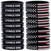 JHIALG 10 Pack Charlie Kirk Rubber Bracelets Charlie Kirk A True Patriot Pray Justice Assassination Shooting Hero Freedom Merch Rubber Bracelets Silicone Wristbands Bracelet for Men&Women