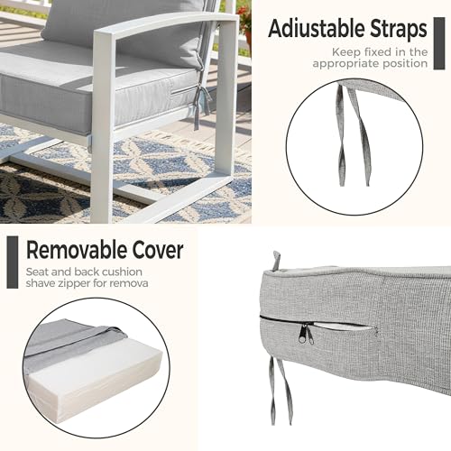 Image of Art Leon 22x24 Outdoor Deep Seat Cushions Waterproof Outdoor Seat Cushion 28D High Density Foam Patio Chair Cushions with Non-Slip Backing Patio Cushions for Patio Furniture Garden Bench Grey