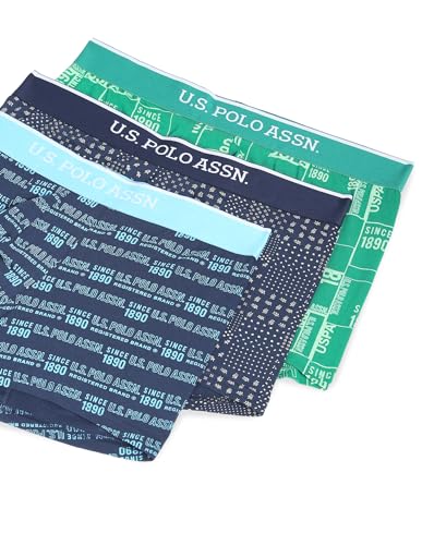 Image of U.S. Polo ASSN. Mens OET01 Mid Rise Printed Underwear Trunks - Pack of 3
