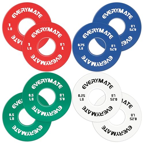 Image of EVERYMATE Fractional Micro Weight Plates Set of 8 Weight Plate Pair of 0.25LB 0.5LB 0.75LB 1 LB for Olympic Barbells for Strength Training Micro Plates Weight Plate