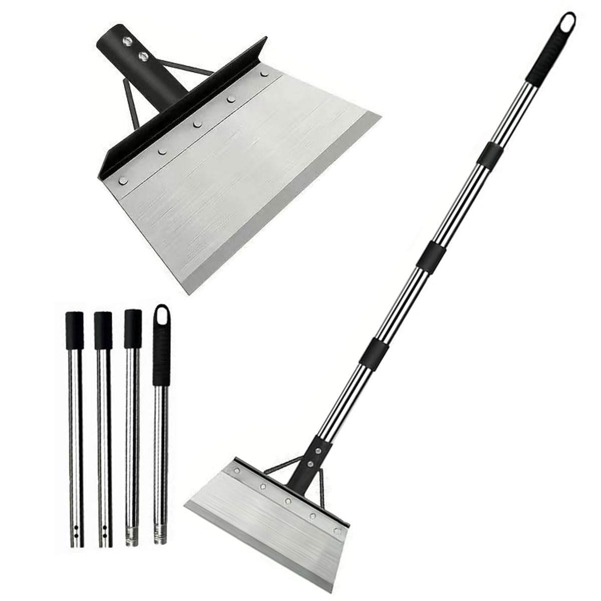 Pelle de nettoyage de 165 cm, grattoir de jardin multifonctionnel très résistant, outil anti-mousse avec longue poignée réglable pour pavés, allées, chemins de jardin et bords