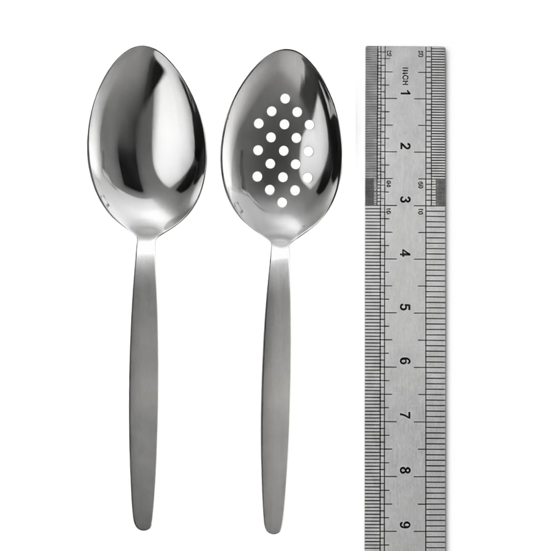 Gray Kunz Spoon Set | 18/10 Stainless Steel Plating | 9 Inch Basting Spoon | Pack of 2