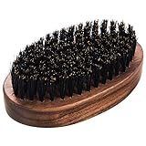 GREENTH PRO Walnut Wood Beard Brush - Boar Bristle Brush for Men - Military Style Beard Grooming Too