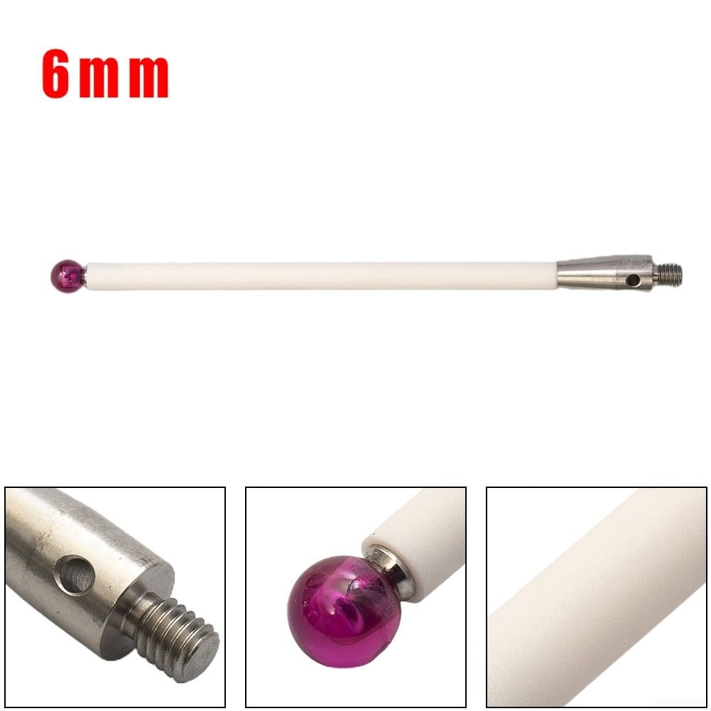 CMM Touch Probe Stylus, A-5000-3712 Punta de sonda CNC con bola de 6 mm, para inspección y medición de metalurgia, para máquinas de medición por coordenadas, vástago de 100 mm de longitud